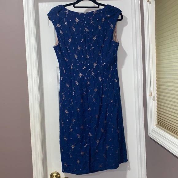 Blue Lace Floral Sleeveless Dress - SIZE 12 - Picture 2 of 4
